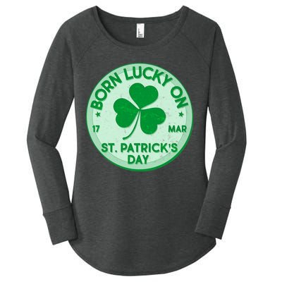 Born Lucky On St. Patrick's Day Women's Perfect Tri Tunic Long Sleeve Shirt