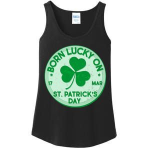 Born Lucky On St. Patrick's Day Ladies Essential Tank