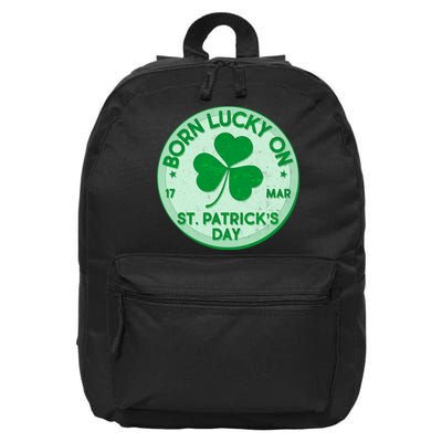 Born Lucky On St. Patrick's Day 16 in Basic Backpack