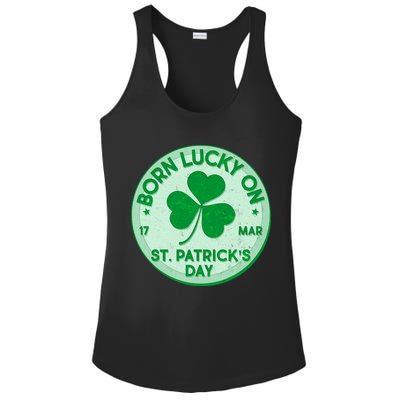 Born Lucky On St. Patrick's Day Ladies PosiCharge Competitor Racerback Tank