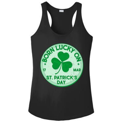 Born Lucky On St. Patrick's Day Ladies PosiCharge Competitor Racerback Tank