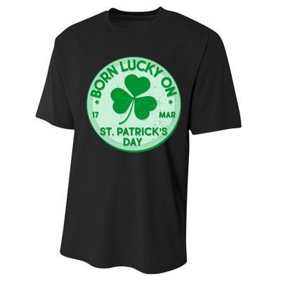 Born Lucky On St. Patrick's Day Performance Sprint T-Shirt