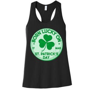 Born Lucky On St. Patrick's Day Women's Racerback Tank