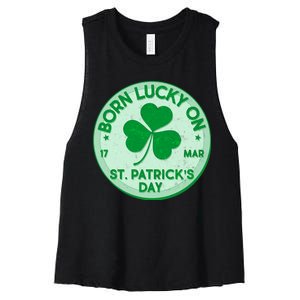 Born Lucky On St. Patrick's Day Women's Racerback Cropped Tank