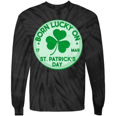 Born Lucky On St. Patrick's Day Tie-Dye Long Sleeve Shirt