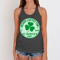 Born Lucky On St. Patrick's Day Women's Knotted Racerback Tank