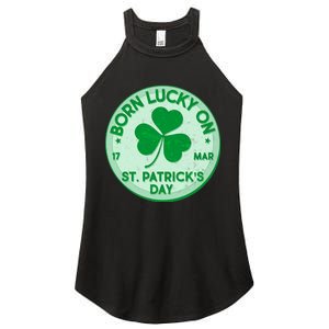 Born Lucky On St. Patrick's Day Women's Perfect Tri Rocker Tank