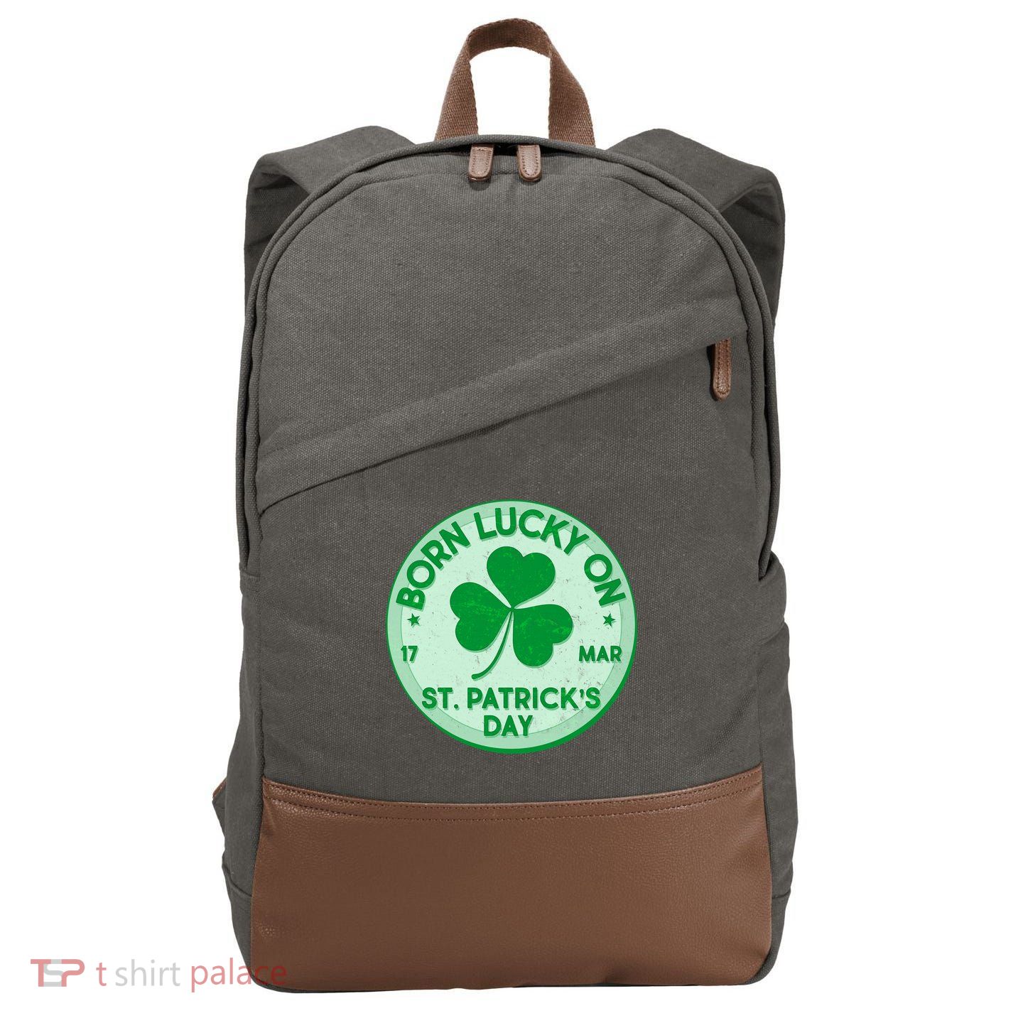 Born Lucky On St. Patrick's Day Cotton Canvas Backpack