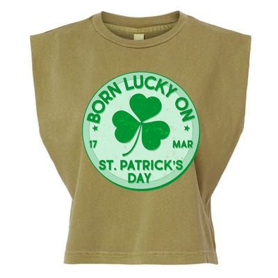 Born Lucky On St. Patrick's Day Garment-Dyed Women's Muscle Tee