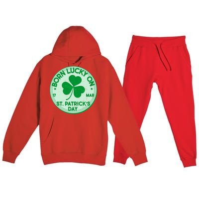 Born Lucky On St. Patrick's Day Premium Hooded Sweatsuit Set