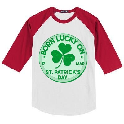 Born Lucky On St. Patrick's Day Kids Colorblock Raglan Jersey