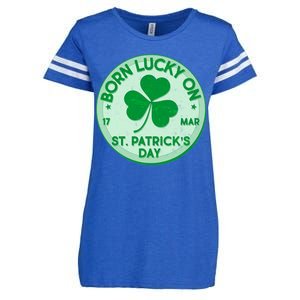 Born Lucky On St. Patrick's Day Enza Ladies Jersey Football T-Shirt