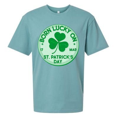 Born Lucky On St. Patrick's Day Sueded Cloud Jersey T-Shirt