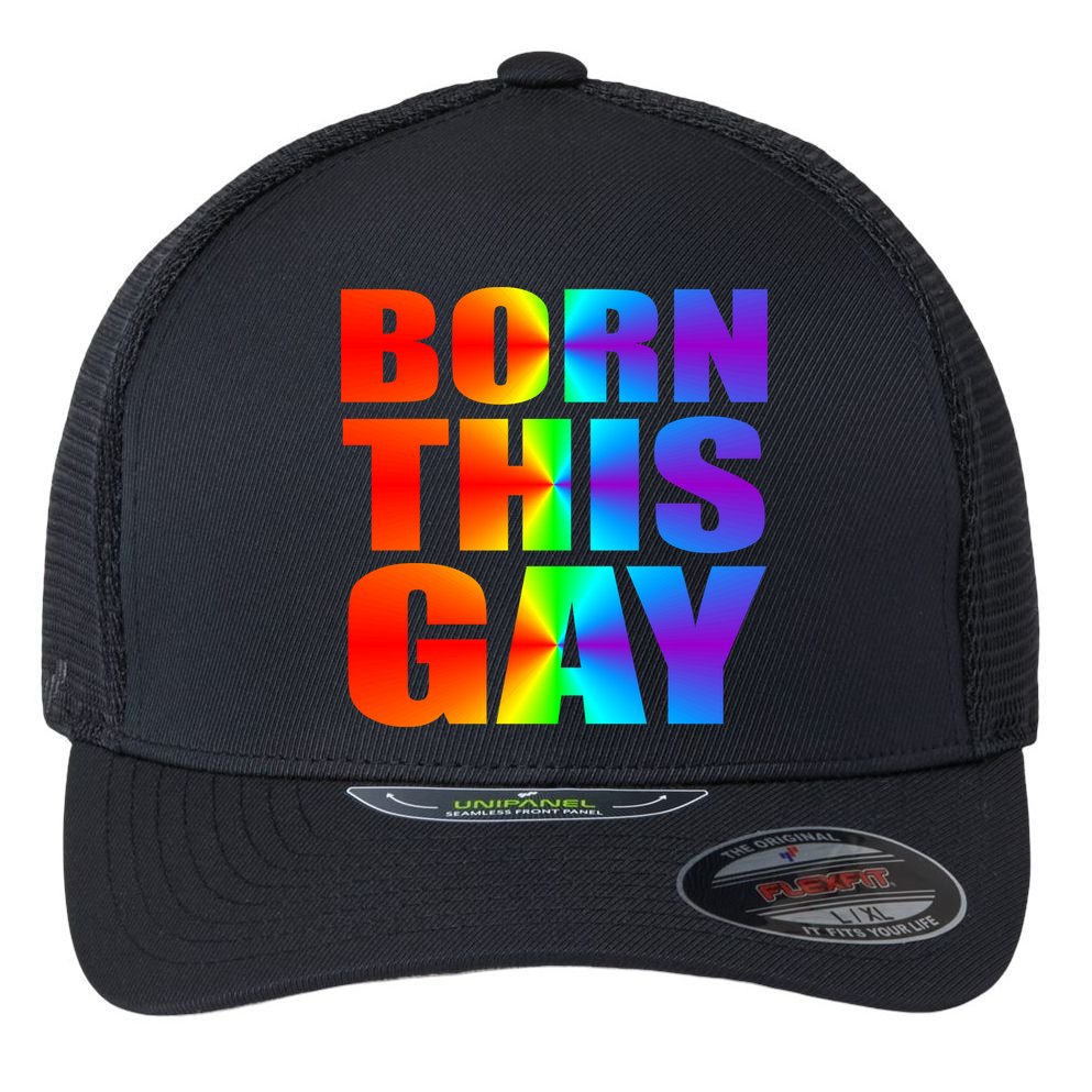 Born This Gay Pride LGBT Flexfit Unipanel Trucker Cap