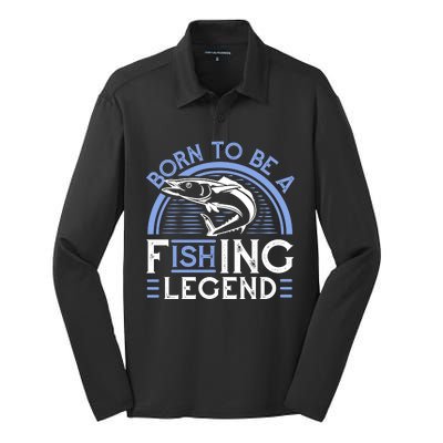 Born To Be A Fishing Legend Silk Touch Performance Long Sleeve Polo