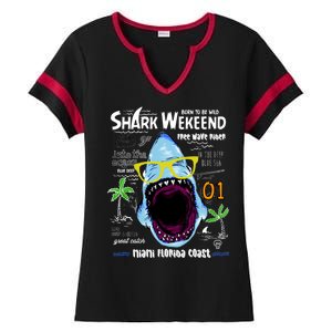 Born To Be Wild - Shark Weekend Slogans Ladies Halftime Notch Neck Tee