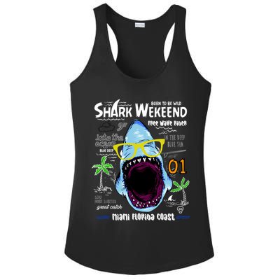 Born To Be Wild - Shark Weekend Slogans Ladies PosiCharge Competitor Racerback Tank