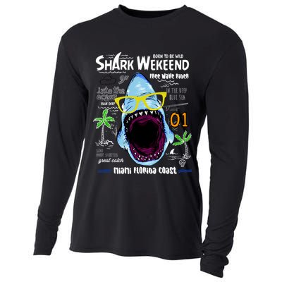 Born To Be Wild - Shark Weekend Slogans Cooling Performance Long Sleeve Crew