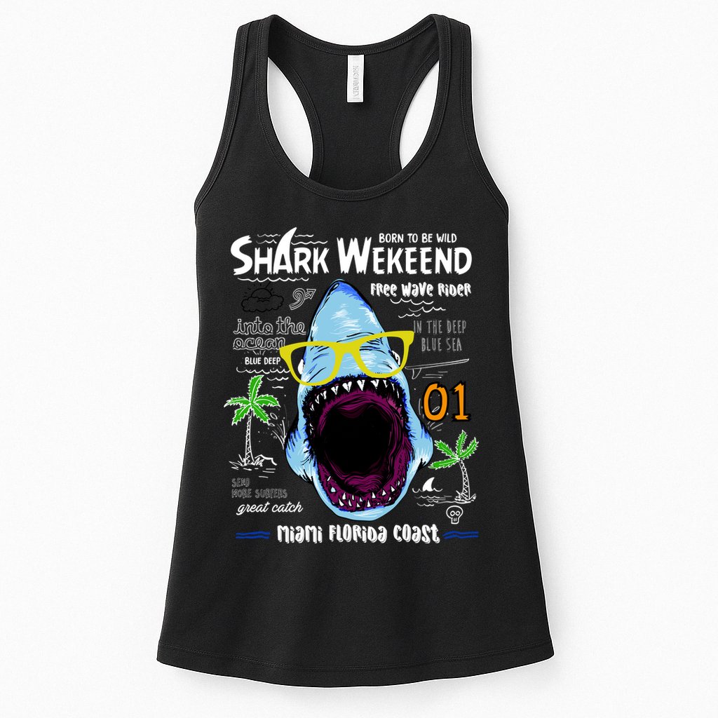 Born To Be Wild - Shark Weekend Slogans Womens Tank Top