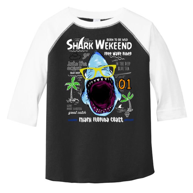 Born To Be Wild - Shark Weekend Slogans Toddler Fine Jersey T-Shirt