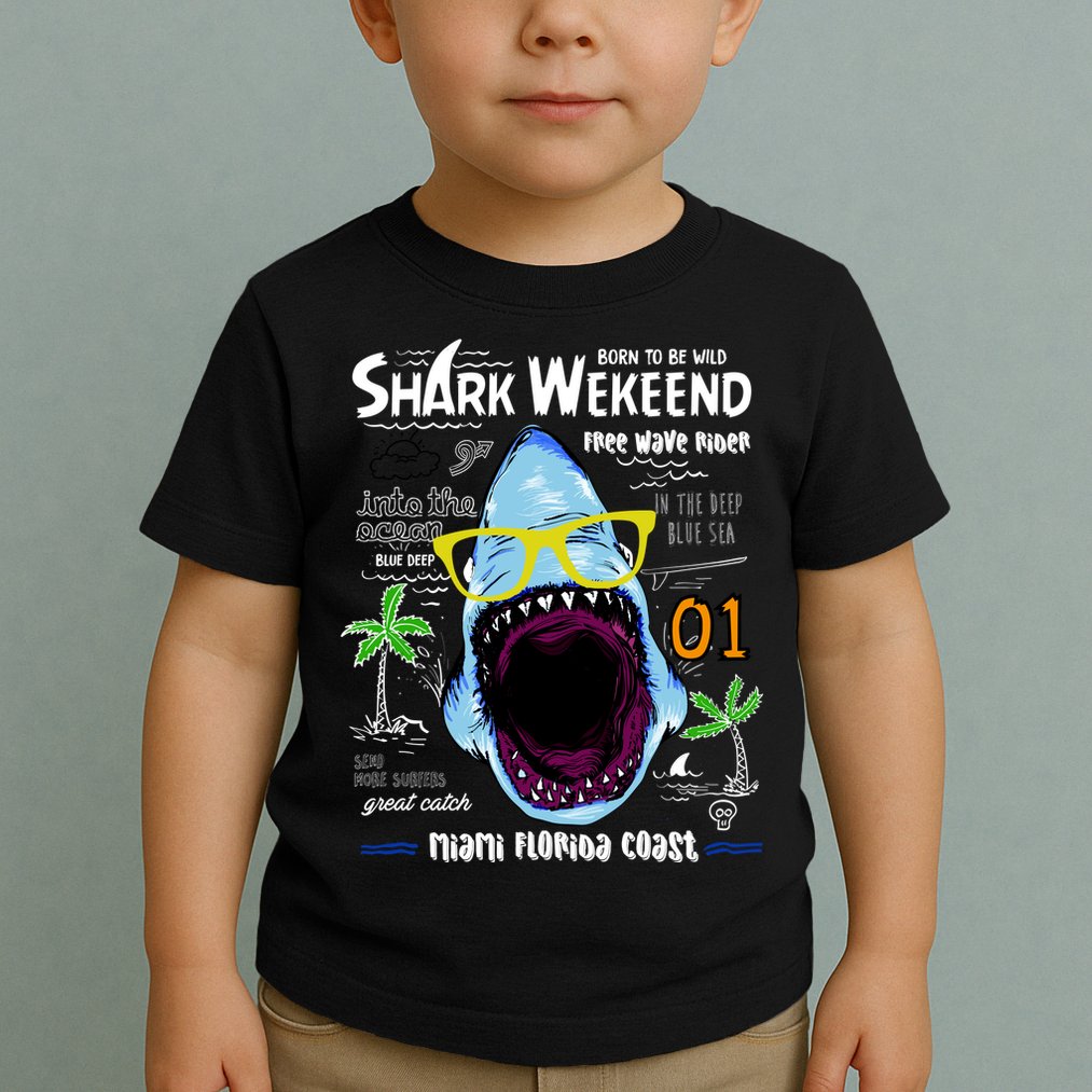 Born To Be Wild - Shark Weekend Slogans Toddler T-Shirt