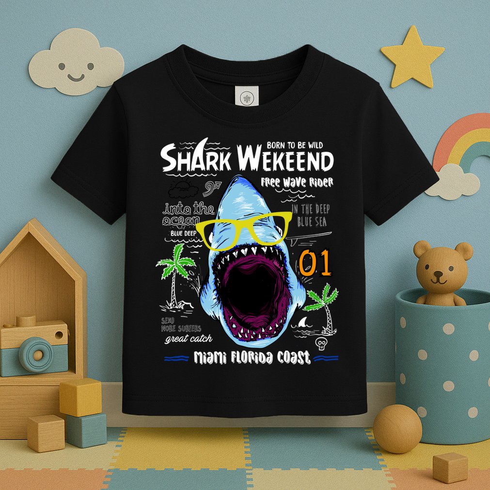Born To Be Wild - Shark Weekend Slogans Toddler T-Shirt
