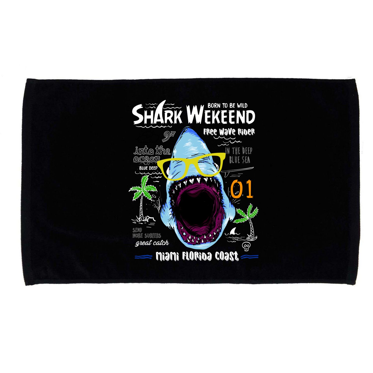 Born To Be Wild - Shark Weekend Slogans Microfiber Hand Towel
