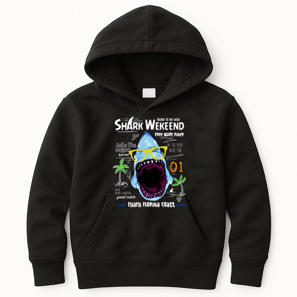 Born To Be Wild - Shark Weekend Slogans Kids Hoodie