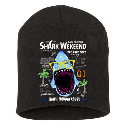 Born To Be Wild - Shark Weekend Slogans Short Acrylic Beanie