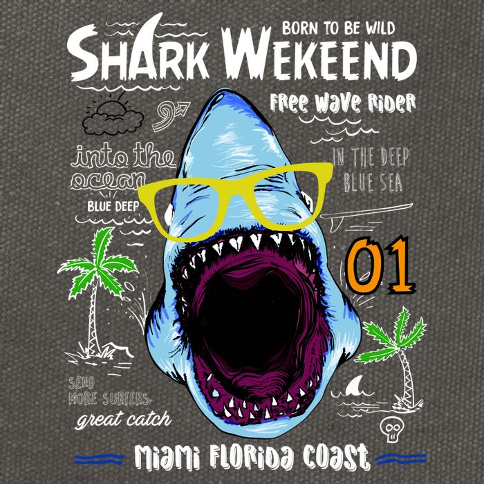Born To Be Wild - Shark Weekend Slogans Cotton Canvas Backpack
