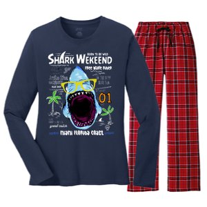 Born To Be Wild - Shark Weekend Slogans Women's Long Sleeve Flannel Pajama Set 