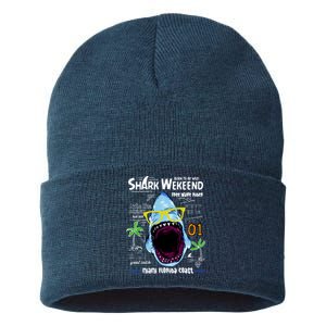 Born To Be Wild - Shark Weekend Slogans Sustainable Knit Beanie