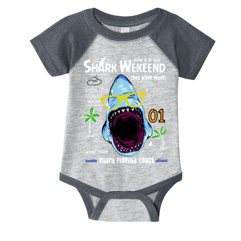Born To Be Wild - Shark Weekend Slogans Infant Baby Jersey Bodysuit