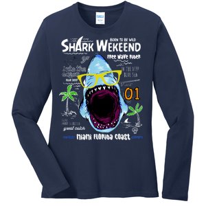 Born To Be Wild - Shark Weekend Slogans Ladies Long Sleeve Shirt