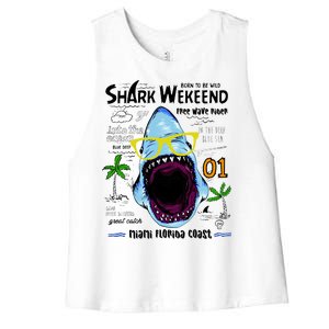 Born To Be Wild - Shark Weekend Slogans Women's Racerback Cropped Tank