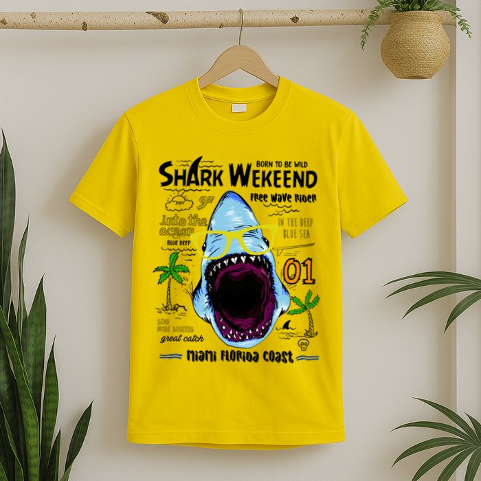 Born To Be Wild - Shark Weekend Slogans T-Shirt