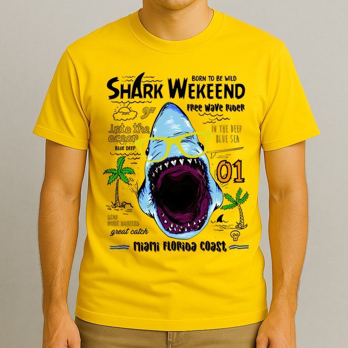 Born To Be Wild - Shark Weekend Slogans T-Shirt