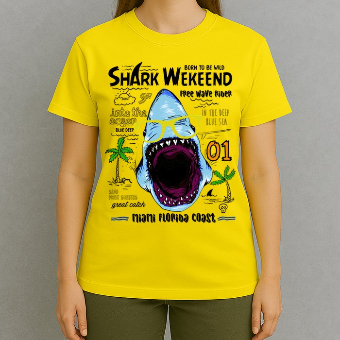 Born To Be Wild - Shark Weekend Slogans T-Shirt