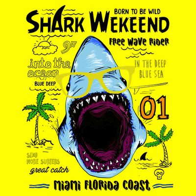 Born To Be Wild - Shark Weekend Slogans T-Shirt