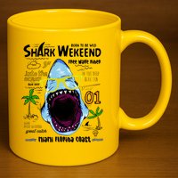 Born To Be Wild - Shark Weekend Slogans 11oz C Handle Ceramic Mug