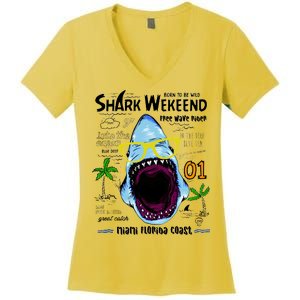 Born To Be Wild - Shark Weekend Slogans Women's V-Neck T-Shirt