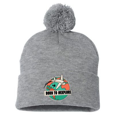 Born To Explore Pom Pom 12in Knit Beanie