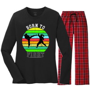 Born To Fight Women's Long Sleeve Flannel Pajama Set 