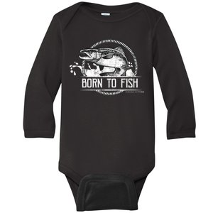 Born To Fish Forced To Work Baby Long Sleeve Bodysuit