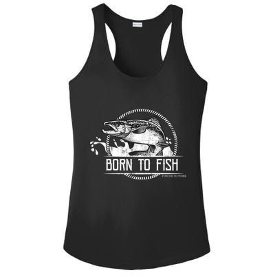 Born To Fish Forced To Work Ladies PosiCharge Competitor Racerback Tank