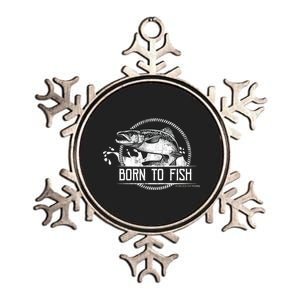 Born To Fish Forced To Work Metallic Star Ornament