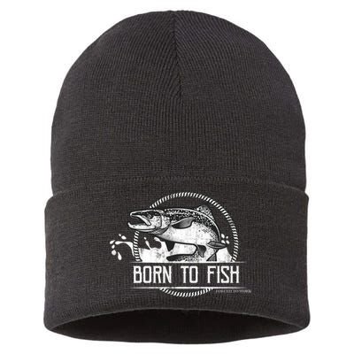 Born To Fish Forced To Work Sustainable Knit Beanie