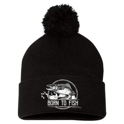 Born To Fish Forced To Work Pom Pom 12in Knit Beanie