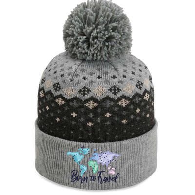 Born To Travel The Baniff Cuffed Pom Beanie