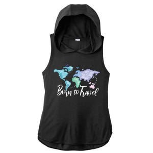 Born To Travel Ladies PosiCharge Tri-Blend Wicking Draft Hoodie Tank